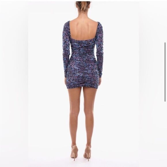 ROTATE by Birger Christensen Floral Long Sleeve Ruched Mini Dress Size US 4 - Picture 7 of 12